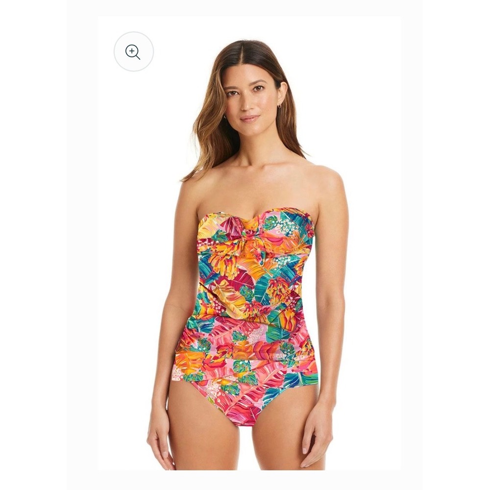 Bleu Rod Beattie Swim Tankini Top & Skirt Womens 8 Multi Color Tropical Floral